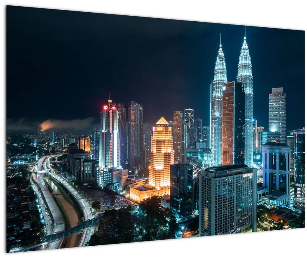 Tablou - Noaptea în Kuala Lumpur (90x60 cm)