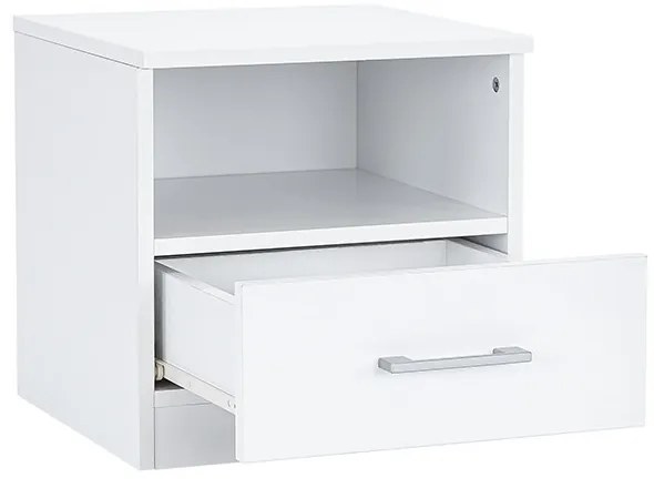 Noptieră Miami 1 sertar 40x40 cm alb-alb