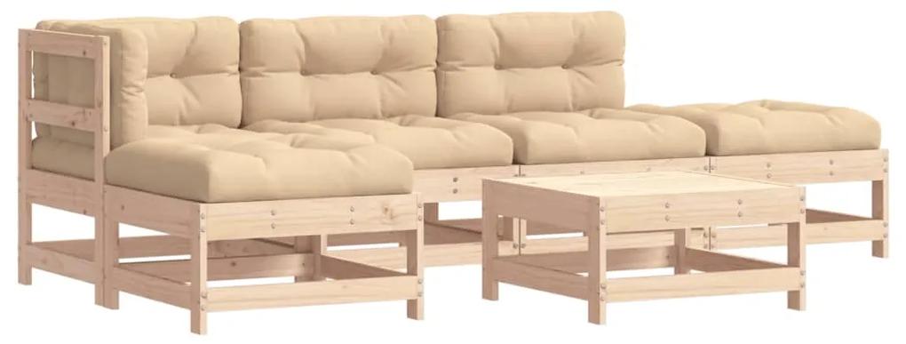 3185899 vidaXL Set mobilier relaxare de grădină & perne 6 piese lemn masiv pin