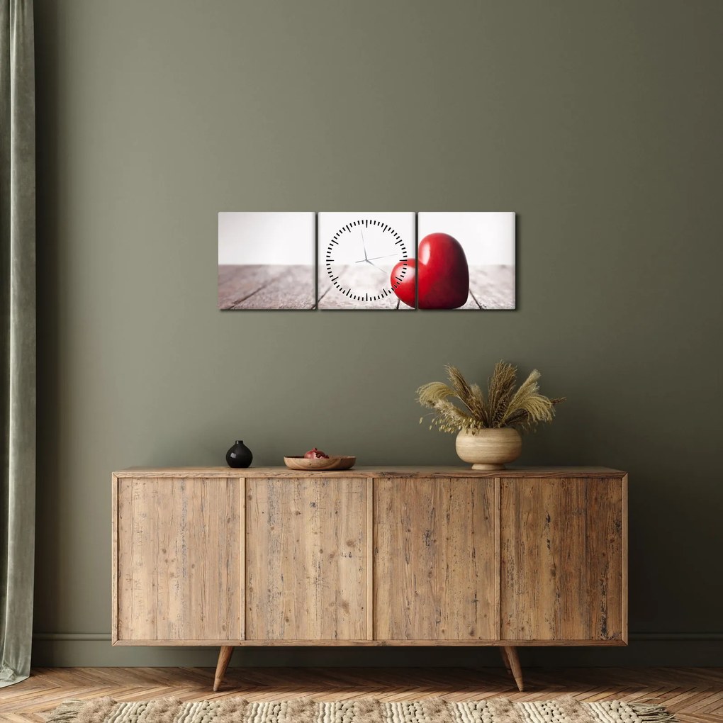 Tablou - Inima din lemn (cu ceas) (90x30 cm)