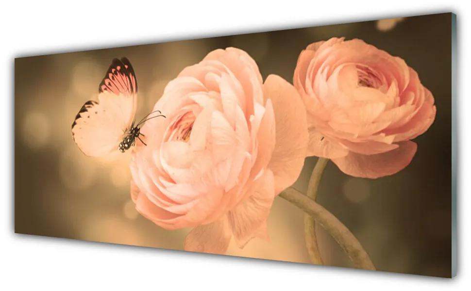Tablouri acrilice Butterfly Trandafiri Natura Bej