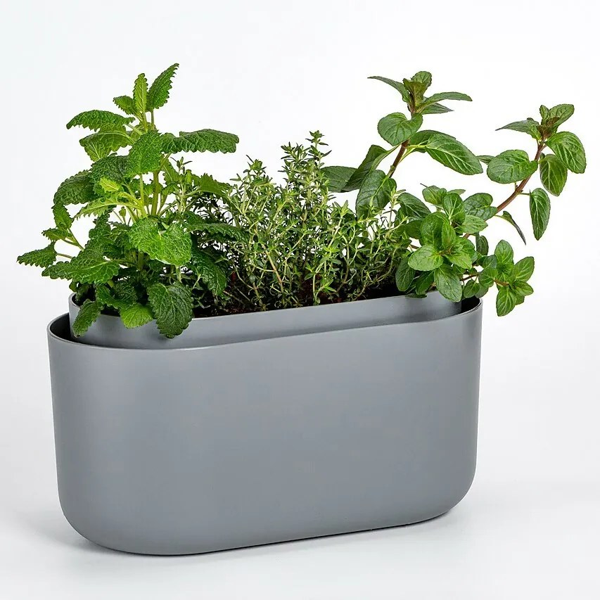 Jardinieră cu auto-irigare Plastia, gri,31 x 16 cm