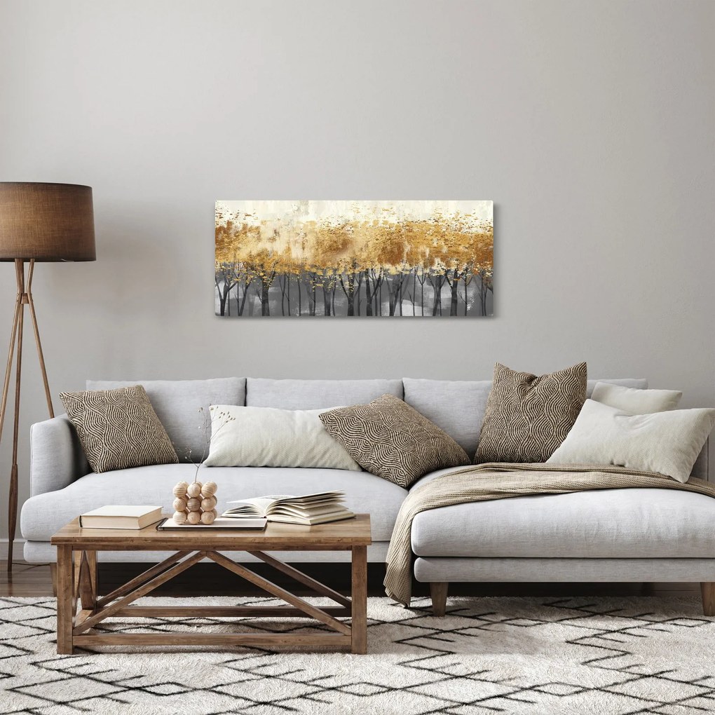 Tablou - Copaci aurii (120x50 cm)