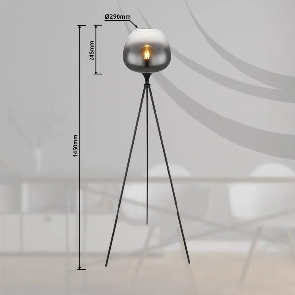 Globo 15548S1 - Lampă de podea MAXY 1xE27/60W/230V neagră