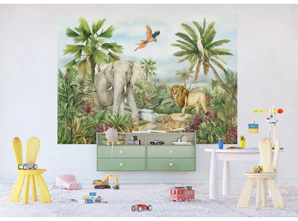 Fototapetă pentru copii Colourful Jungle 252 x 182cm, 4 părți