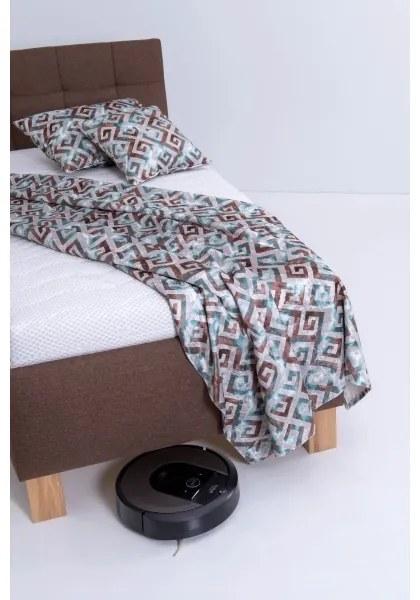 Pat tapițat MARIA ONE 90x200 cm, maro, cu spațiu de depozitare, fără saltea