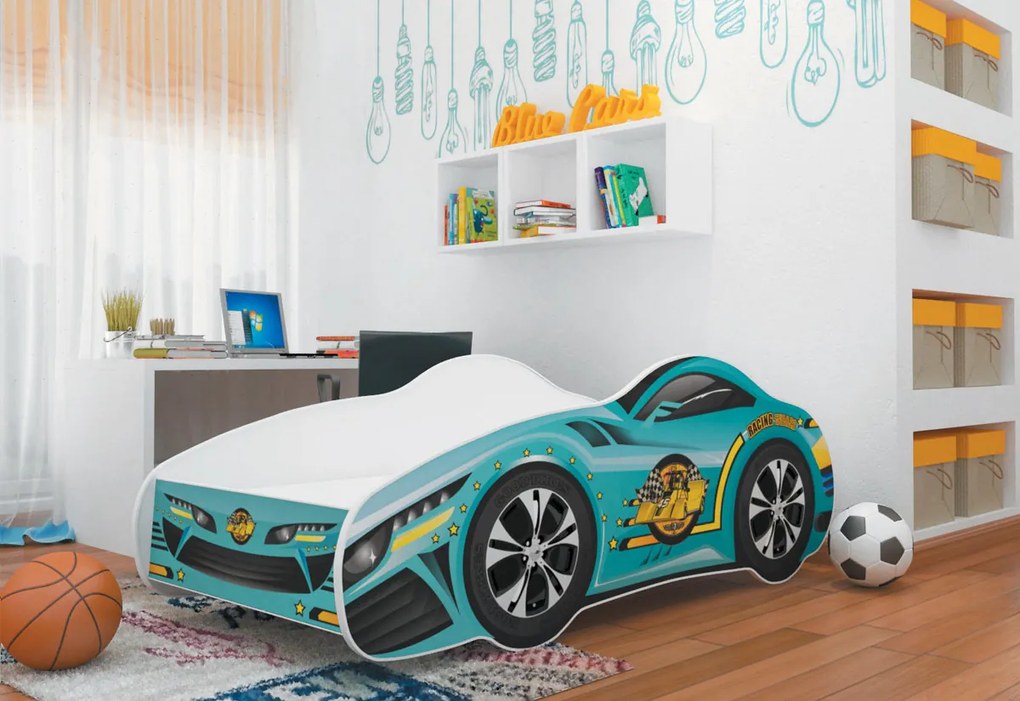 Supermobel Pat pentru copii AUTO + saltea + somieră GRATIS, 70x140, MODEL 04