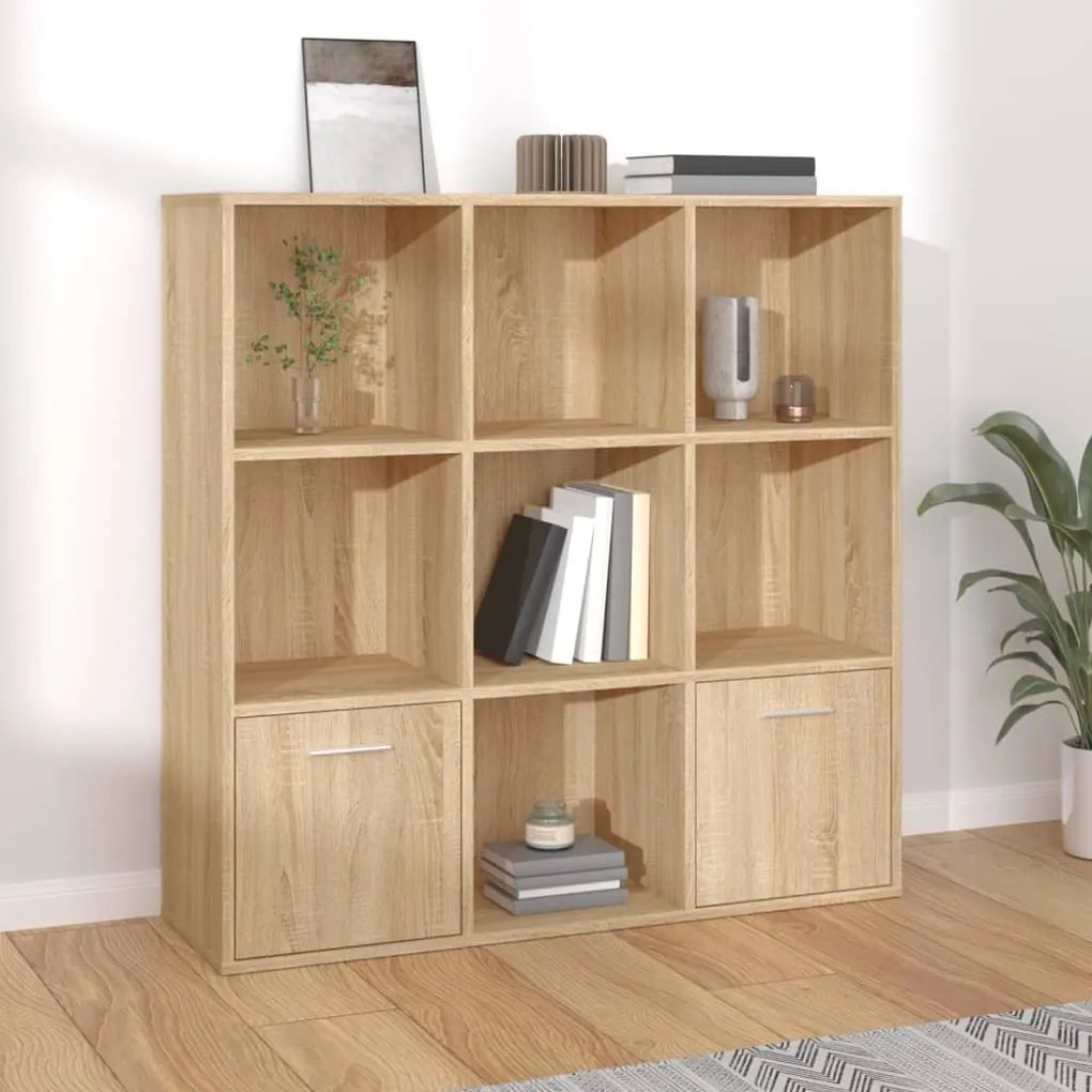 801119 vidaXL Bibliotecă, stejar Sonoma, 98 x 30 x 98 cm, lemn prelucrat