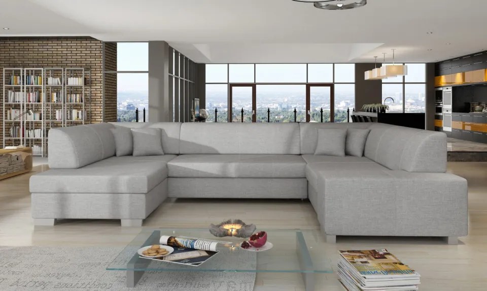 Canapea modulara cu spatiu pentru depozitare, 320x73x207 cm, Havana L02, Eltap (Culoare: Negru / Alb)