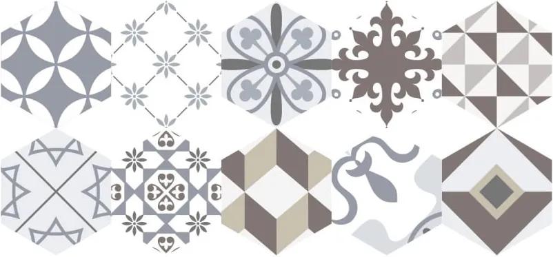 Set 10 autocolante de podea Ambiance Hexagons Mariana, 40 x 90 cm