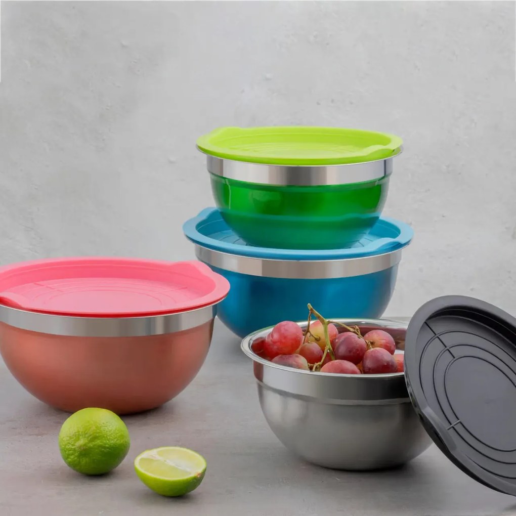 Set bol cu capac, 2 buc, 18-20cm, argintiu, Minestrone