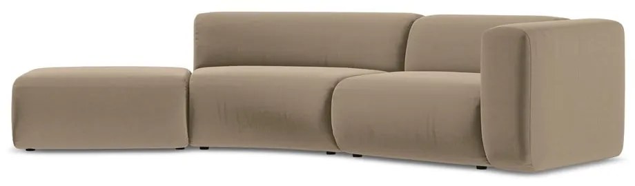 Șezlong bej cu tapițerie din catifea (cu colț pe partea stângă) Ekahi – Makamii