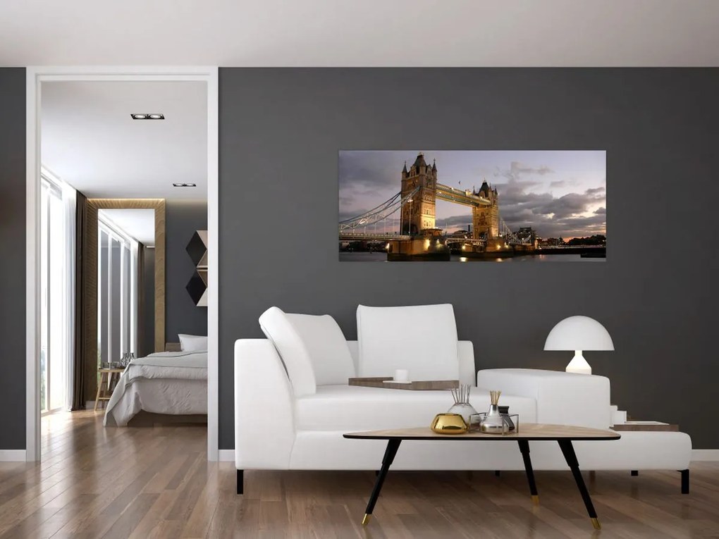 Tablou - Tower Bridge la noapte (120x50 cm)
