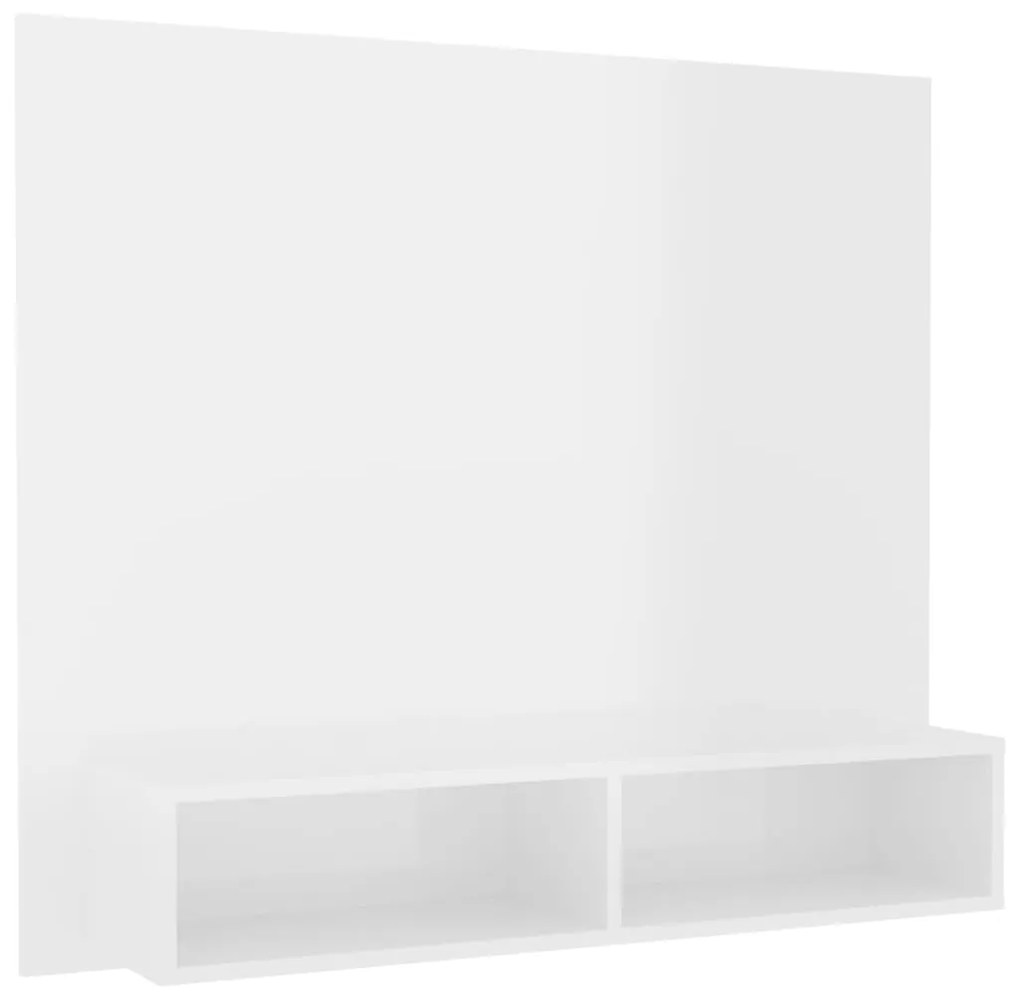 808266 vidaXL Dulap TV montat pe perete alb extralucios 102x23,5x90 cm PAL