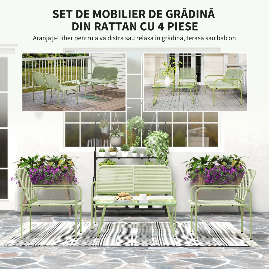 Outsunny Ratan Verde Balcon | Aosom Romania