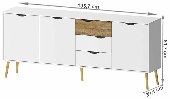 Comodă Oltis 75454 (Stejar sonoma + Alb). 1034672