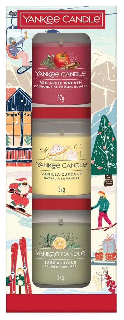 Yankee Candle Set cadou cu 3 lumânări de sticlă Holiday Party 2025