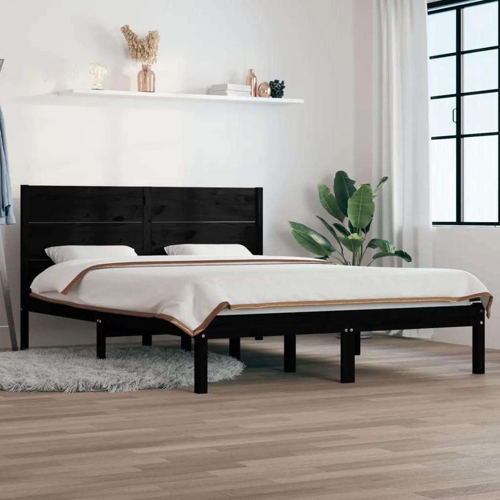 3104127 vidaXL Cadru de pat mic dublu, negru, 120x190 cm, lemn masiv