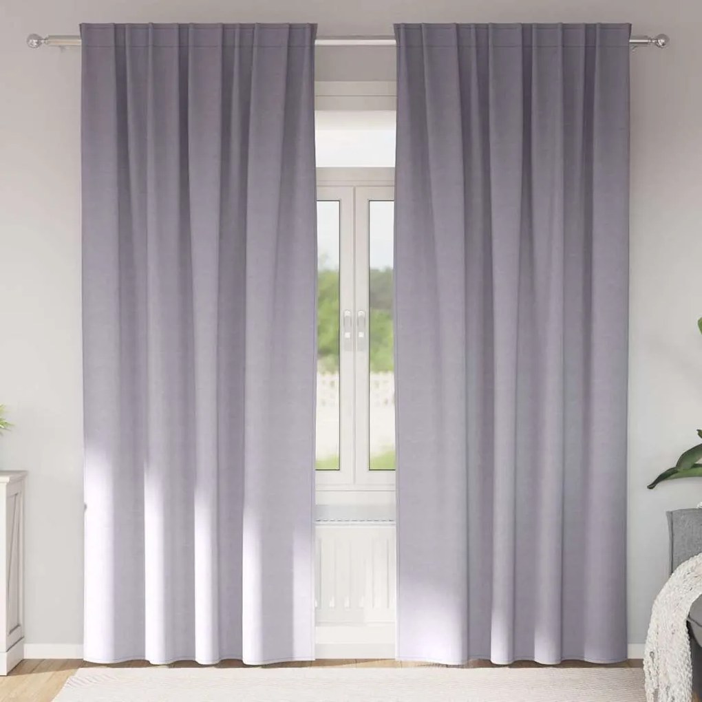 vidaXL Perdele cu perdele 2 pcs Gri metalic 225 x 140 cm Poliester
