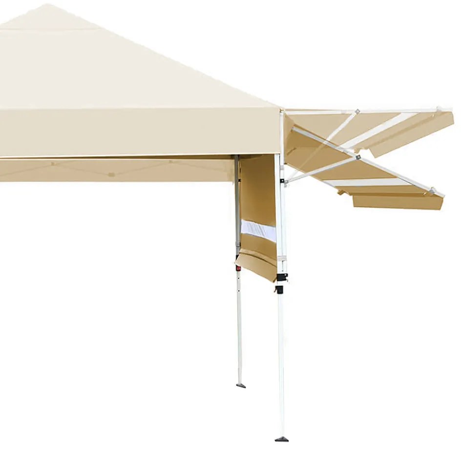 Pavilion cu prelată de umbrire și perete posterior parțial, bej