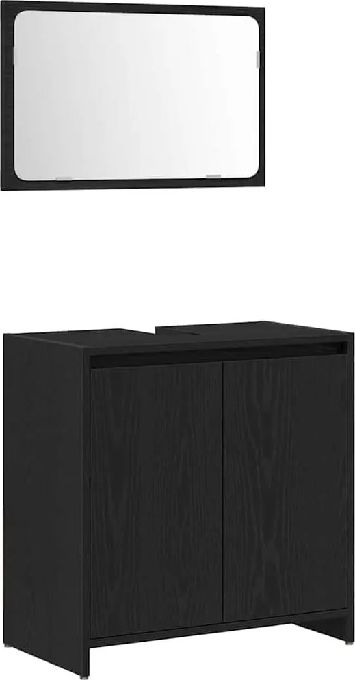 vidaXL Dulap de Baie cu ușă Stejar Negru 60 x 33 x 60 cm Lemn compozit