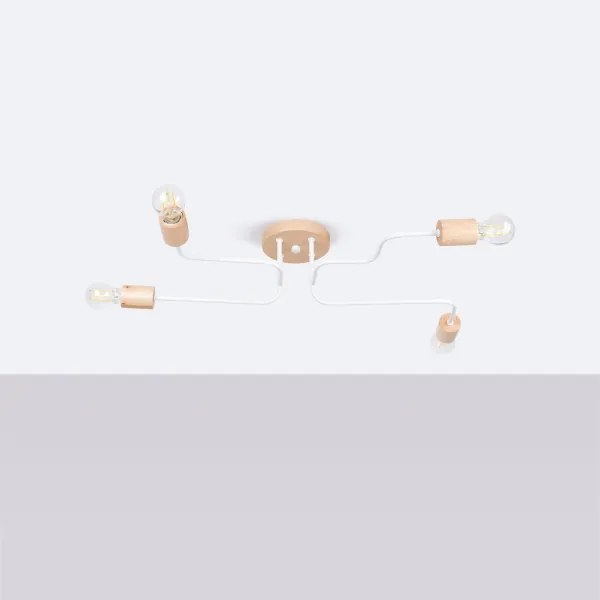 Lustră aplicată Sollux SL.1665 TIMBO 4xE27/15W/230V alb/bej/fag