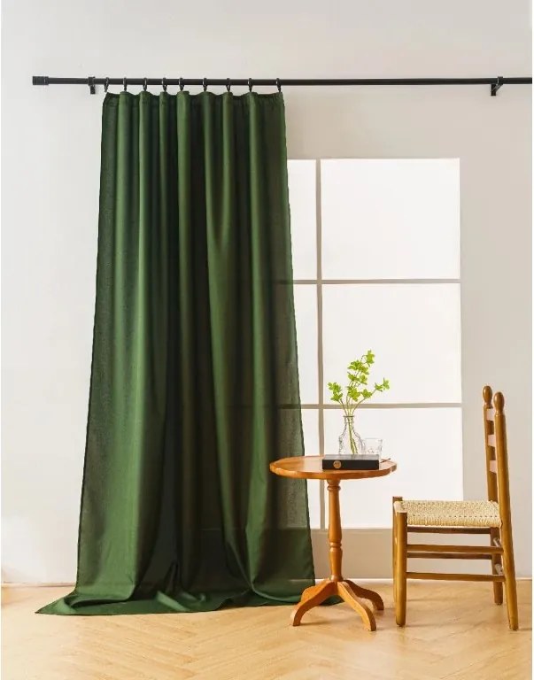 Perdea OXFORD LIGHT 140x250 cm, verde inchis Agatat: Inele metalice