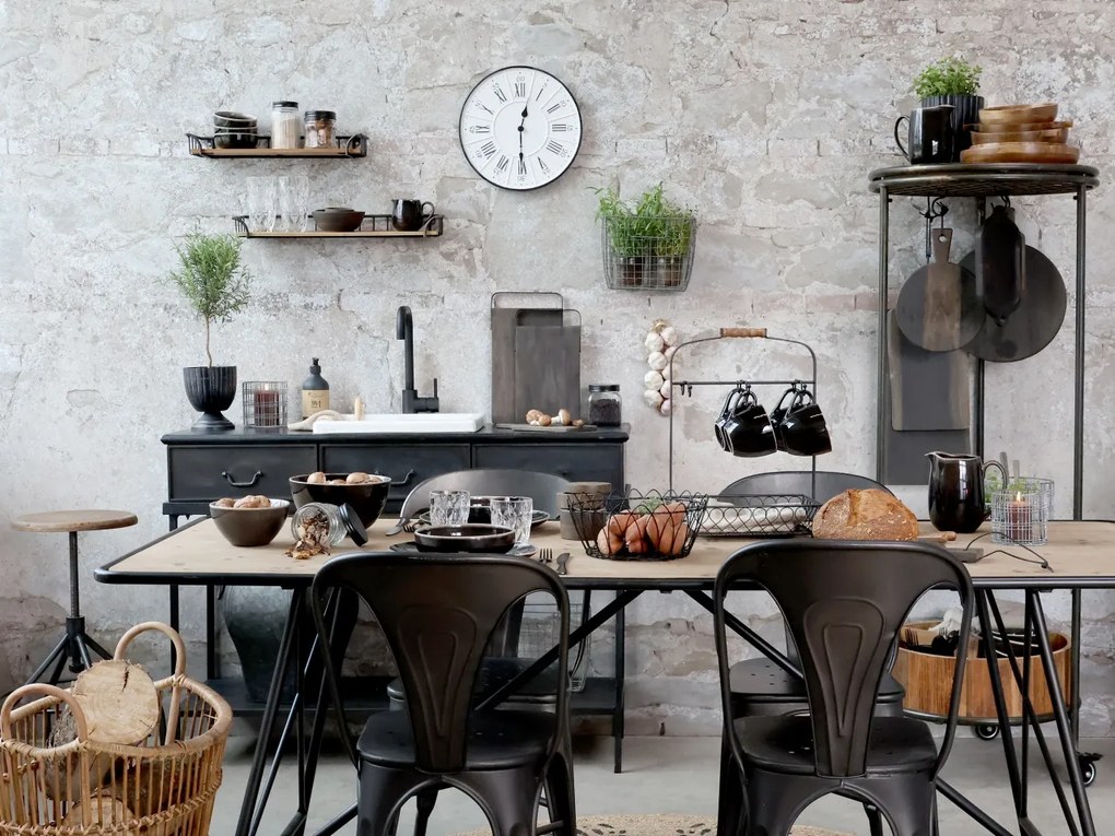Scaun dining negru din fier Factory