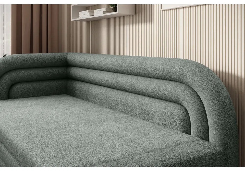 Canapea verde extensibilă/cu spațiu de depozitare cu tapițerie din chenille cu colț pe partea stângă 223 cm Fabillo – ELTAP