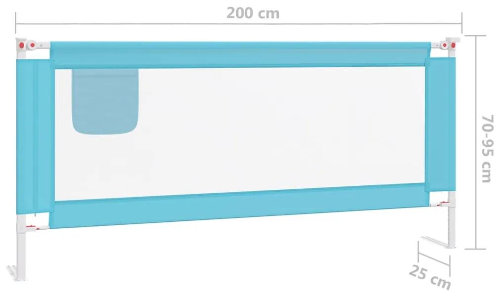 Balustrada de protectie pat copii, albastru, 200x25 cm, textil 1, Albastru, 200 x 25 cm