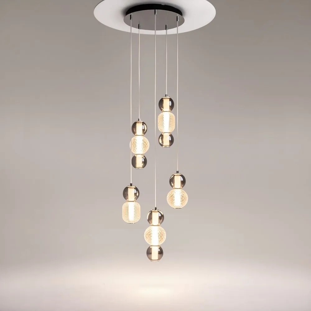 Lustra LED suspendata design modern decorativ Drop 5L crom