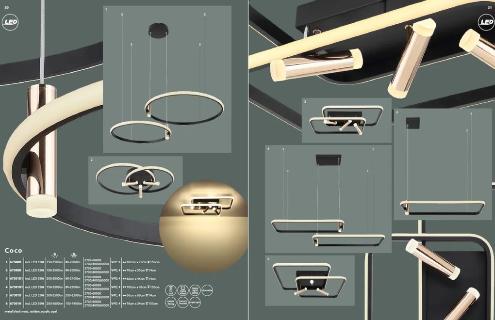 Lustra LED suspendata moderna cu telecomanda COCO 55W