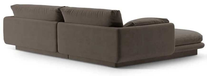 Colțar maro cu tapițerie din catifea (cu colț pe partea dreaptă/cu șezlong) Torino – Micadoni