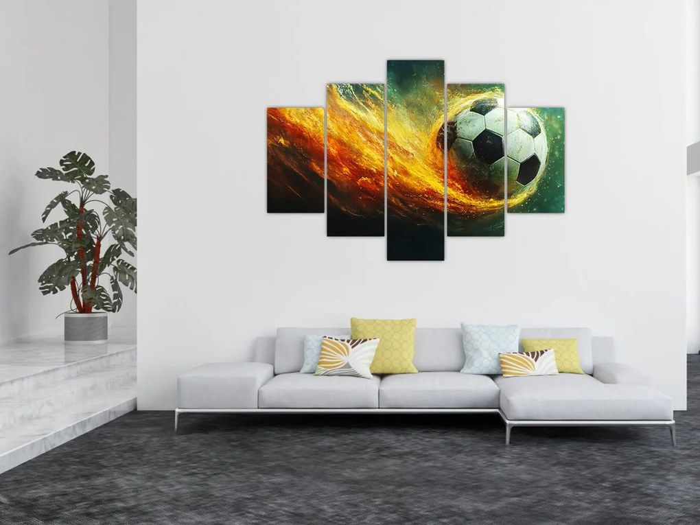 Tablou - Minge de Fotbal în Zbor (150x105 cm)