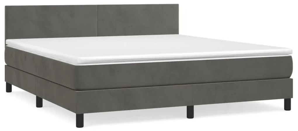 3141198 vidaXL Pat box spring cu saltea, gri închis, 180x200 cm, catifea