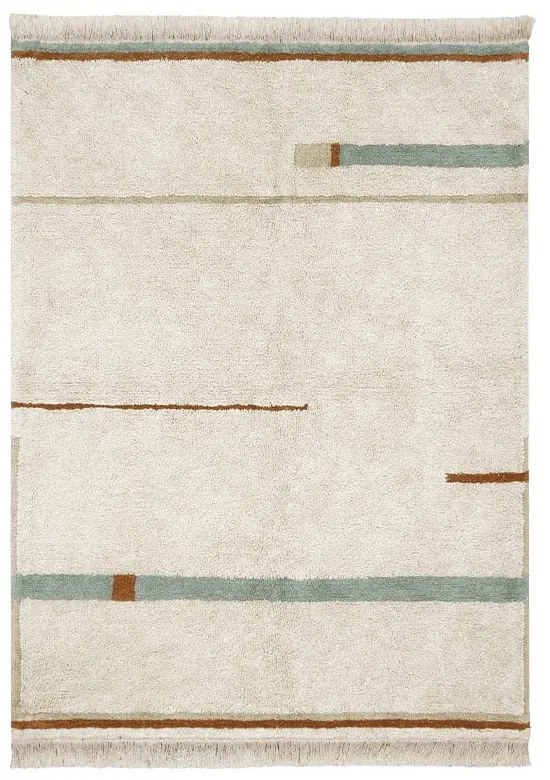 Covor albastru/crem lavabil/țesut manual din bumbac 90x130 cm Lanes Vintage Blue – Lorena Canals