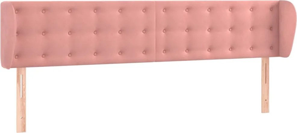vidaXL Tăblie de pat cu aripioare roz 163x23x78/88 cm catifea