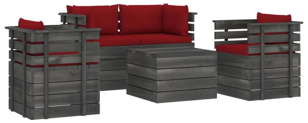 3061824 vidaXL Set mobilier grădină paleți cu perne 5 piese lemn masiv pin