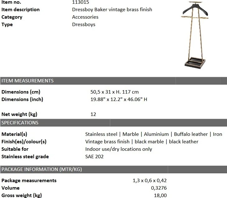 Suport haine design LUX Baker, alama vintage 113015 HZ