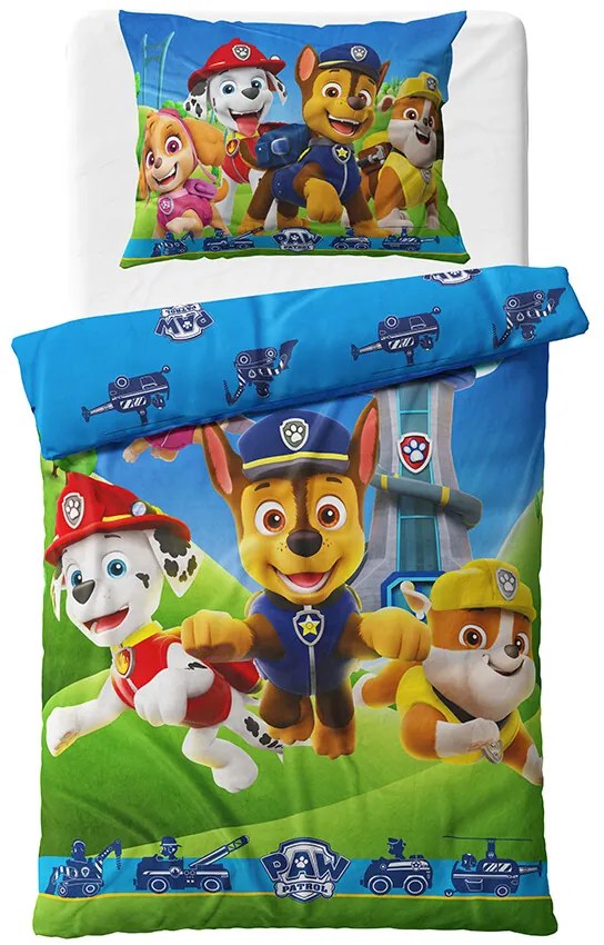 Carbotex Lenjerie de pat din microfibră Paw PatrolRunning to the Rescue, 140 x 200 cm, 70 x 90 cm