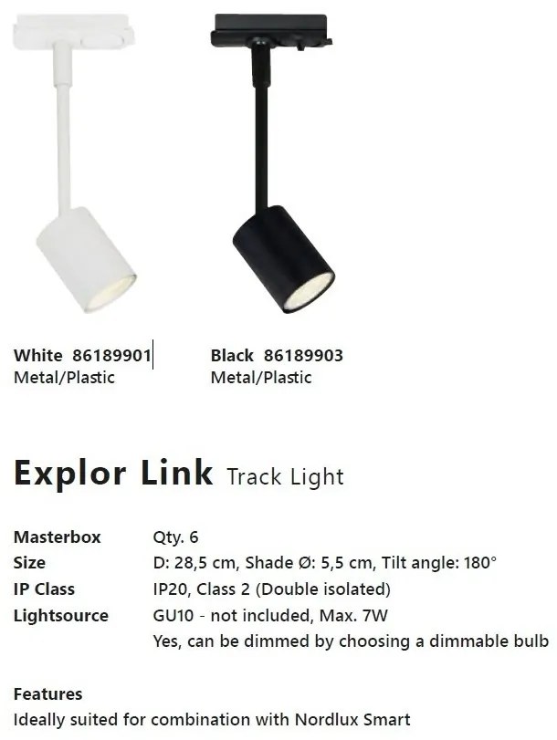 Accesoriu, Spot directionabil Explore negru, pentru sina Nordlux Link