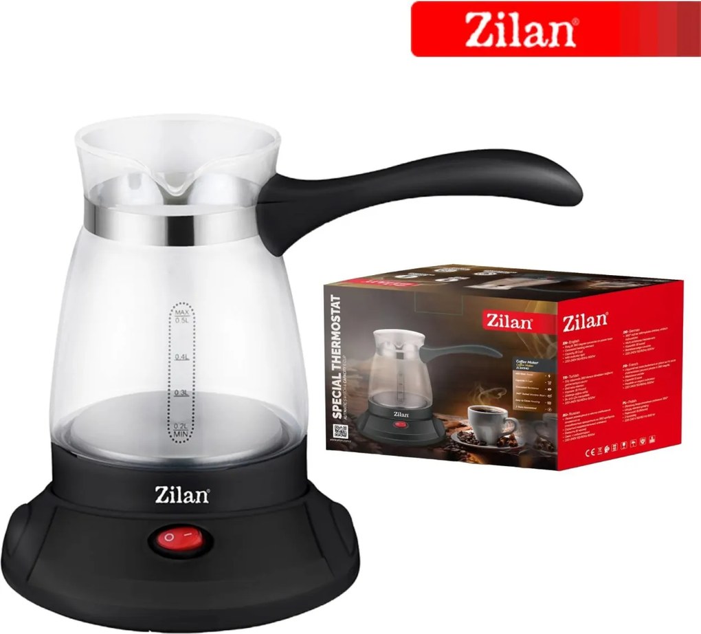 Ibric electric Zilan ZLN4940 Transparent, putere 600W, capacitate 6 cesti, detasabil de baza