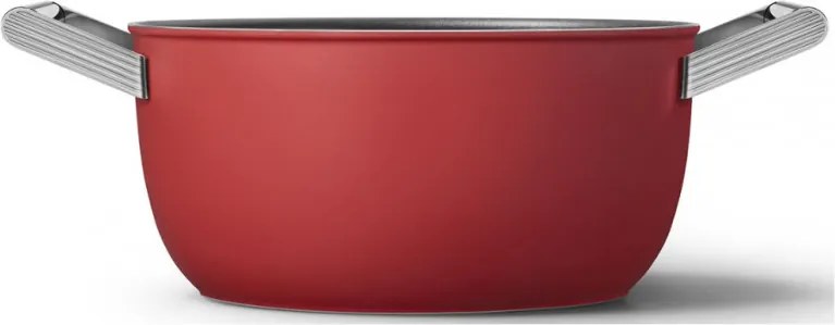 Oala cu capac SMEG CKFC2411RDM, 4,8 l, Ø24 cm, Acoperire cu teflon, Pana la 250°C, Inductie, Rosu
