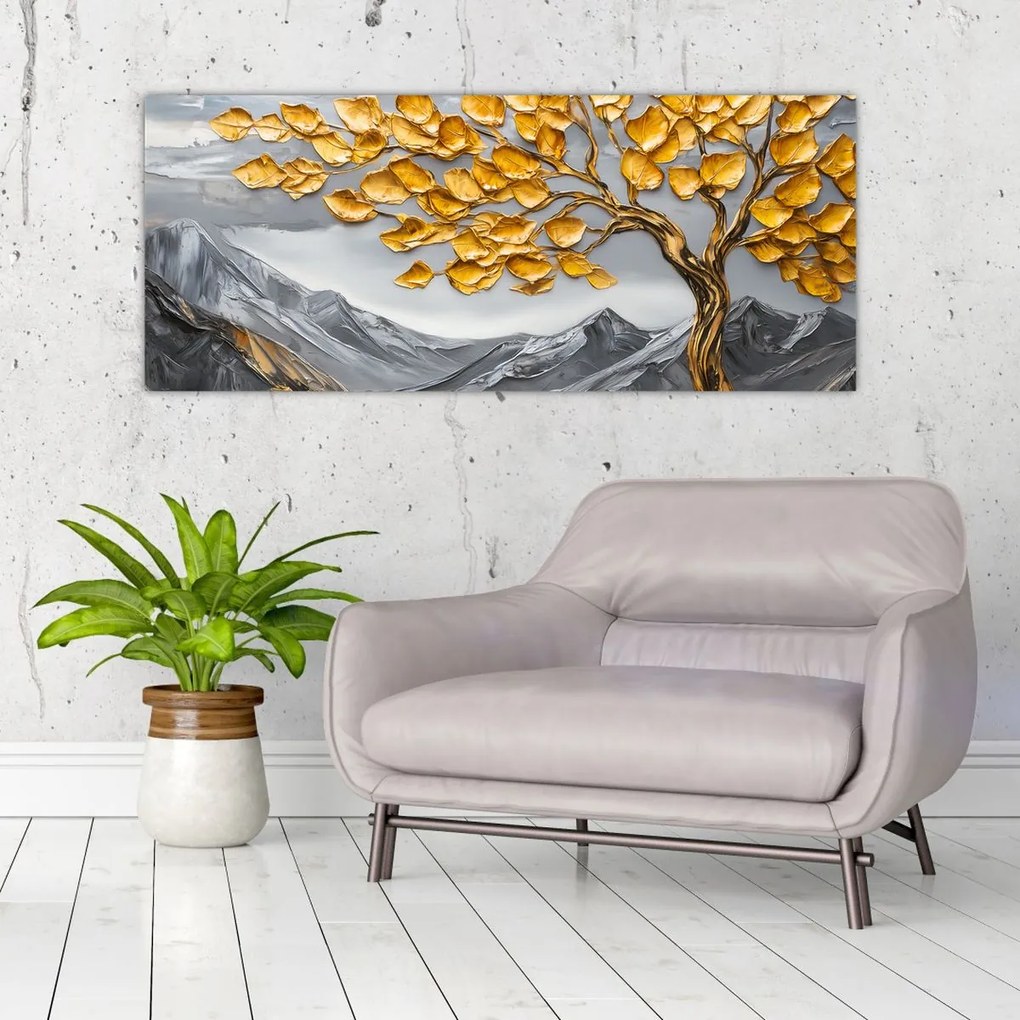 Tablou – Arbore cu frunze aurii (120x50 cm)