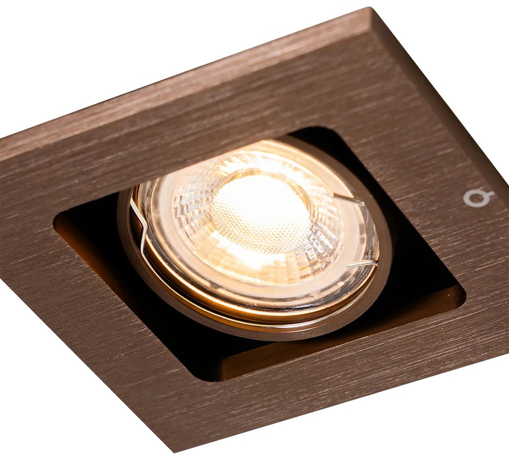 Spot încastrat inteligent bronz închis rotativ și înclinabil, incl. Wifi GU10 50mm - Qure