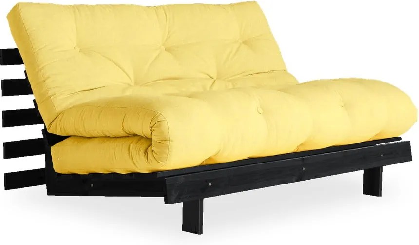 Canapea variabilă KARUP Design Roots Black/Yellow, galben deschis