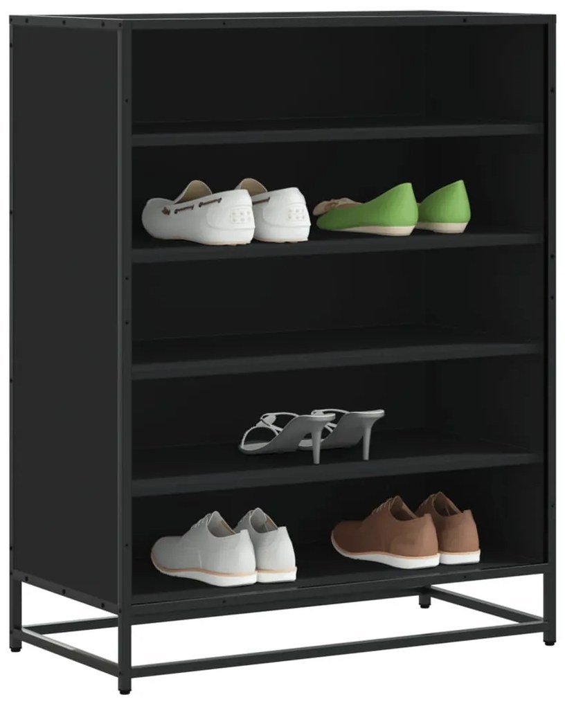 vidaXL Pantofar, negru, 75x38x97,5 cm, lemn prelucrat/metal