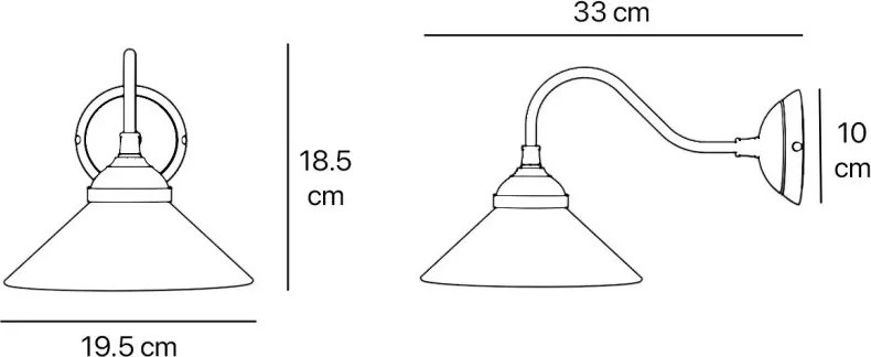 Aplica de perete din alama si sticla design vintage Sofia