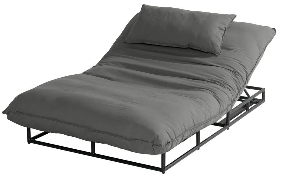 Șezlong de grădină gri închis din metal/capitonat Emma – Hartman