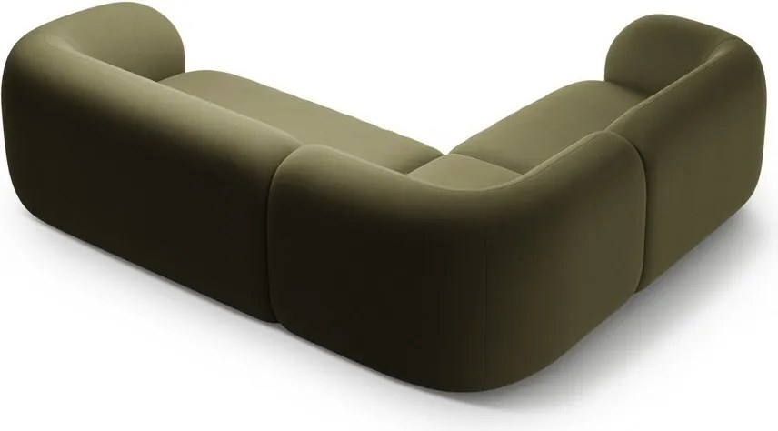 Colțar verde cu tapițerie din catifea (cu colț pe partea stângă/în formă de ”L”) Kate – Micadoni